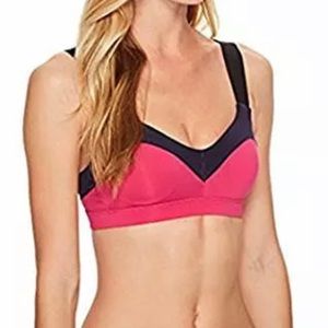 Brooks Moving Comfort Hot Shot Sports Bra XS Pink Cutout Back
